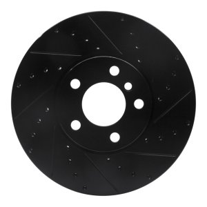 BMW X6 Brake Rotor (1) - Front Right - R1 Concepts - Drilled & Slotted - Black - `07-`19